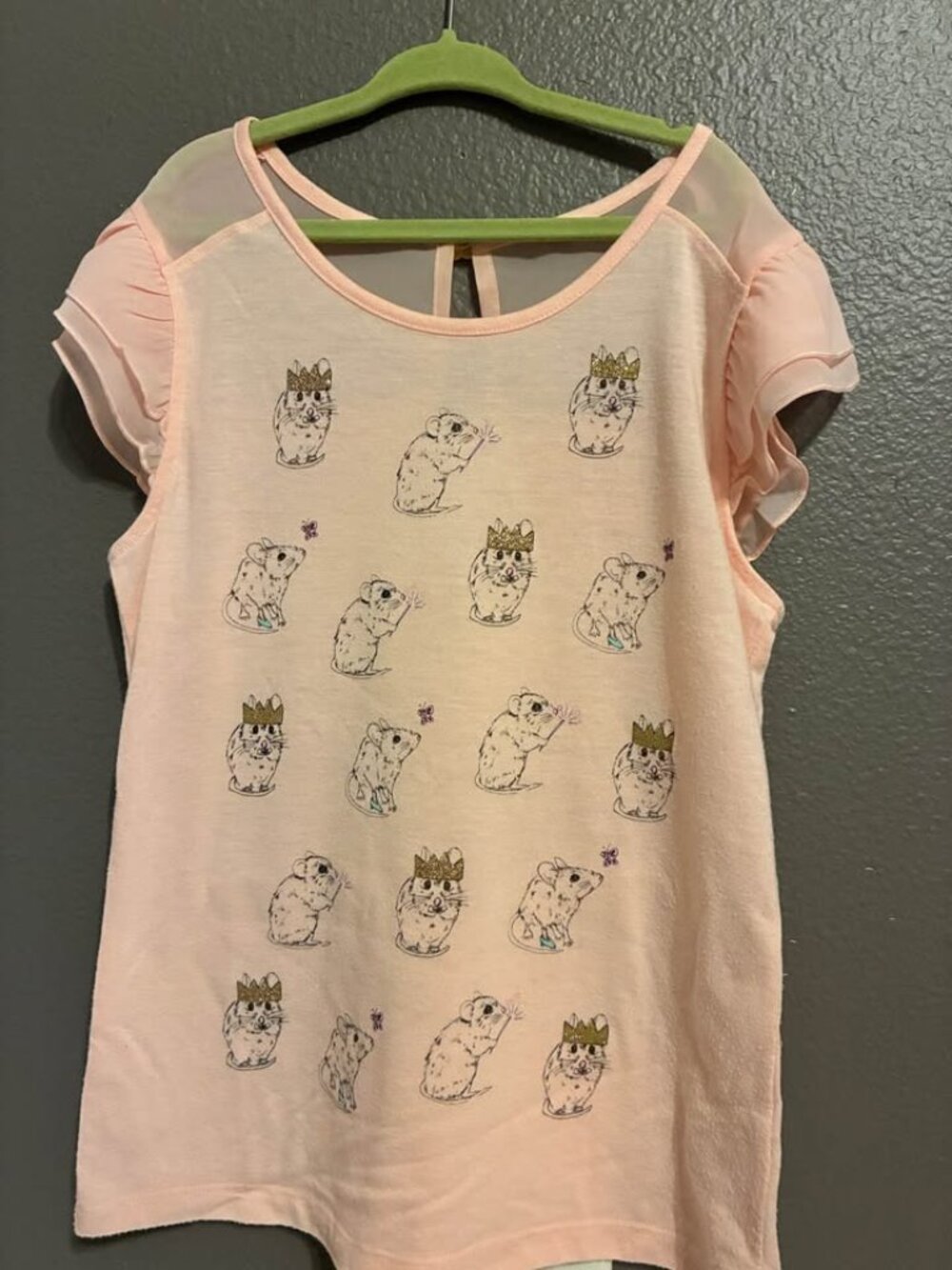 Disney Cinderella Girls Top Size 10 – Pink Short Sleeve Ruffle Shirt